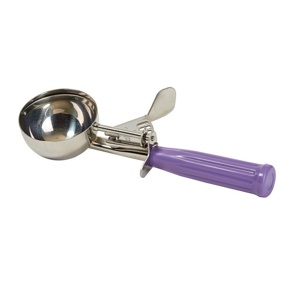 Winco Stainless Steel Allergen Free Size 10 Thumb Press Disher With Purple Polypropylene Handle, 3 3/4 Ounce Capacity -- 12 Per Case