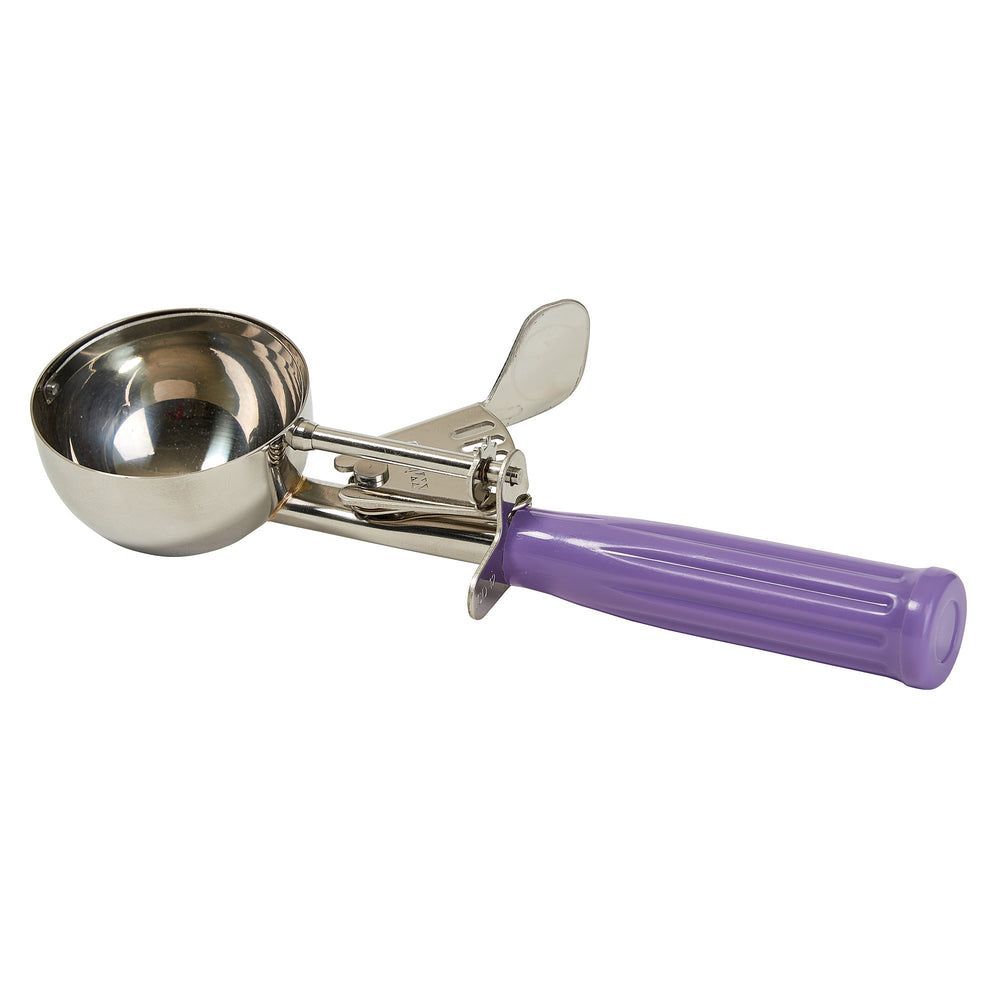 Winco Stainless Steel Allergen Free Size 12 Thumb Press Disher With Purple Polypropylene Handle, 3 1/4 Ounce Capacity -- 12 Per Case