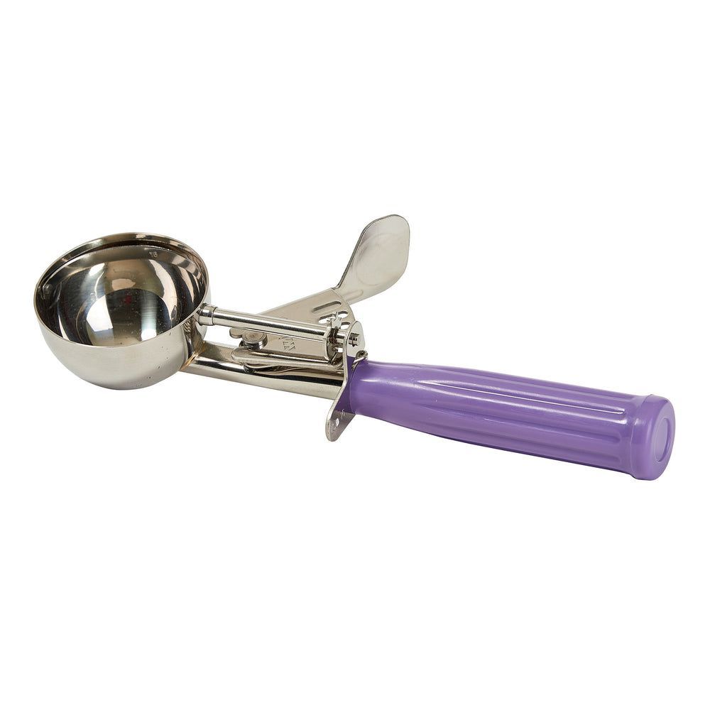 Winco Stainless Steel Allergen Free Size 16 Thumb Press Disher With Purple Polypropylene Handle, 2 3/4 Ounce Capacity -- 12 Per Case