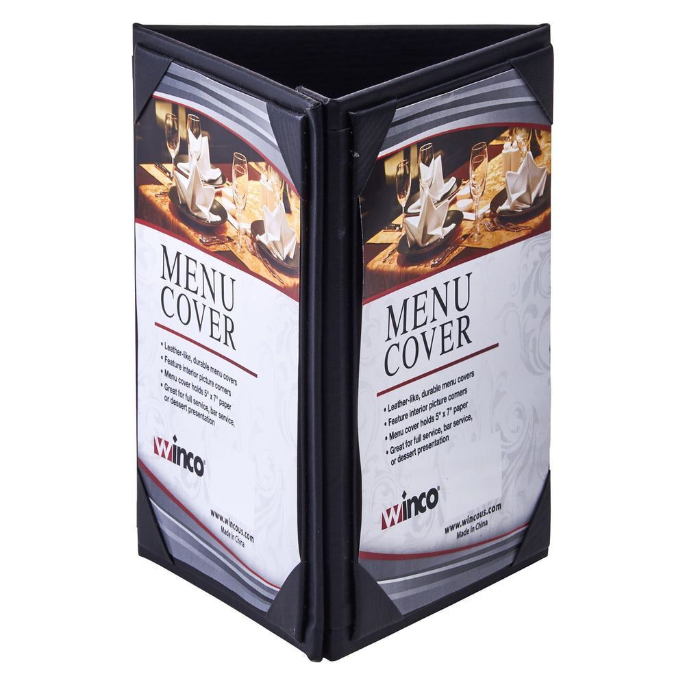 Winco Black Triple View Table Tent Fits 5 X 7 Inch Paper -- 10 Per Case