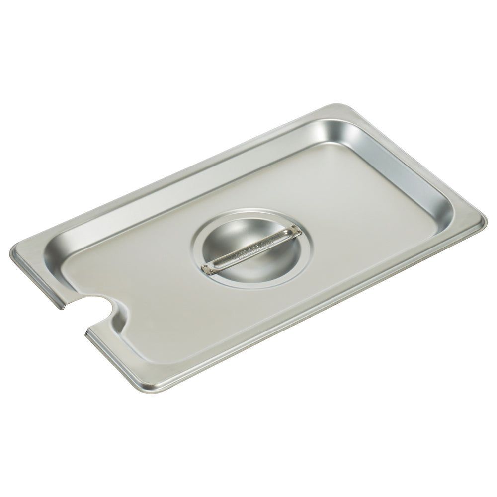 Winco 18/8 Stainless Steel Slotted Flat Cover For Quarter Size Steam Table Pan