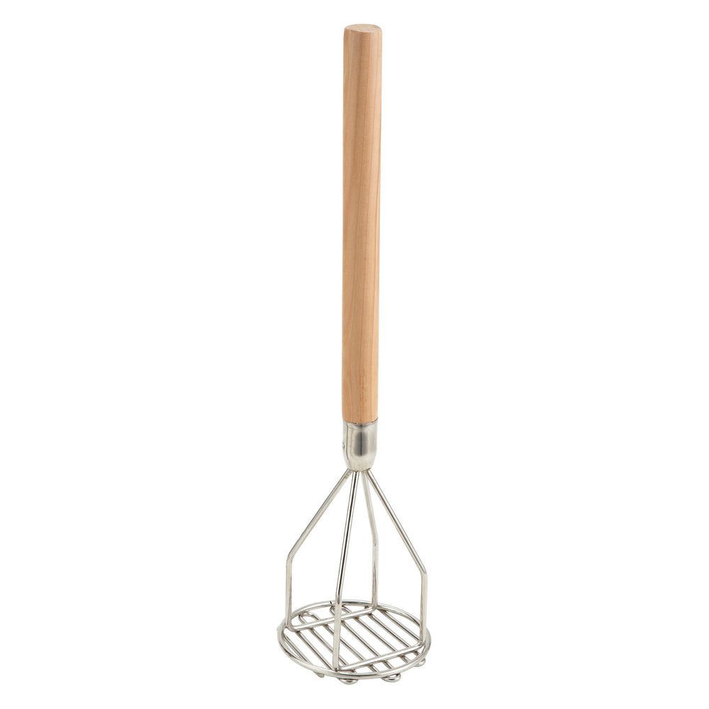 Winco Steel Round Potato Masher With Wooden Handle, 4 X 18 Inch