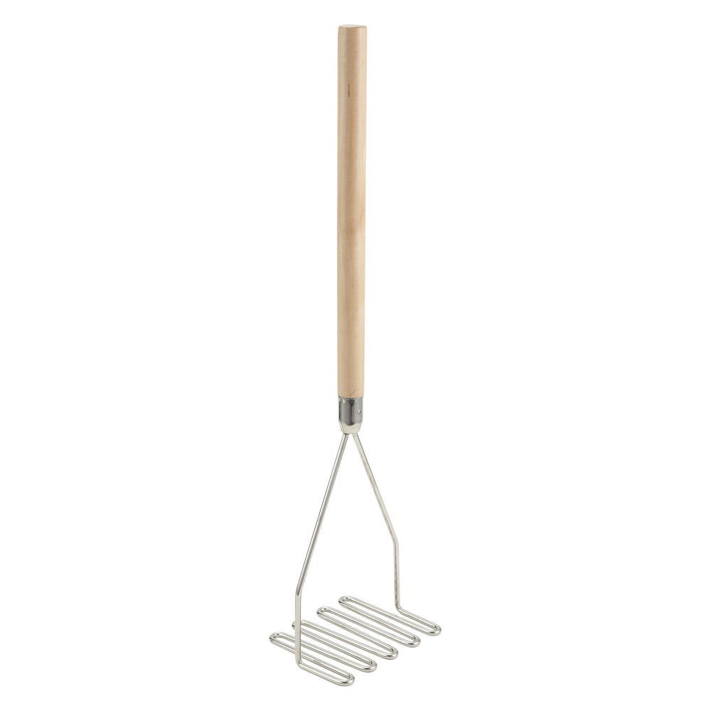 Winco Steel Square Potato Masher With Wooden Handle, 5 X 24 1/2 Inch