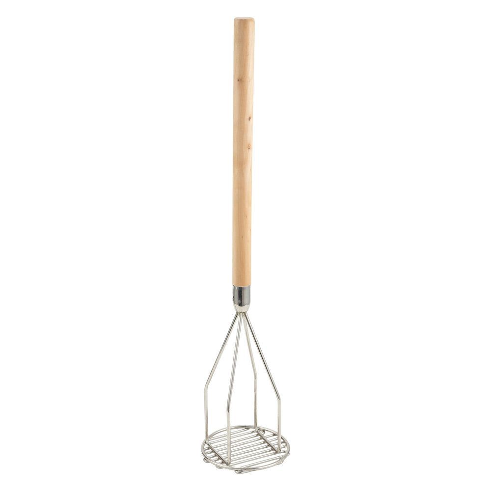 Winco Steel Round Potato Masher With Wooden Handle, 5 X 24 1/2 Inch