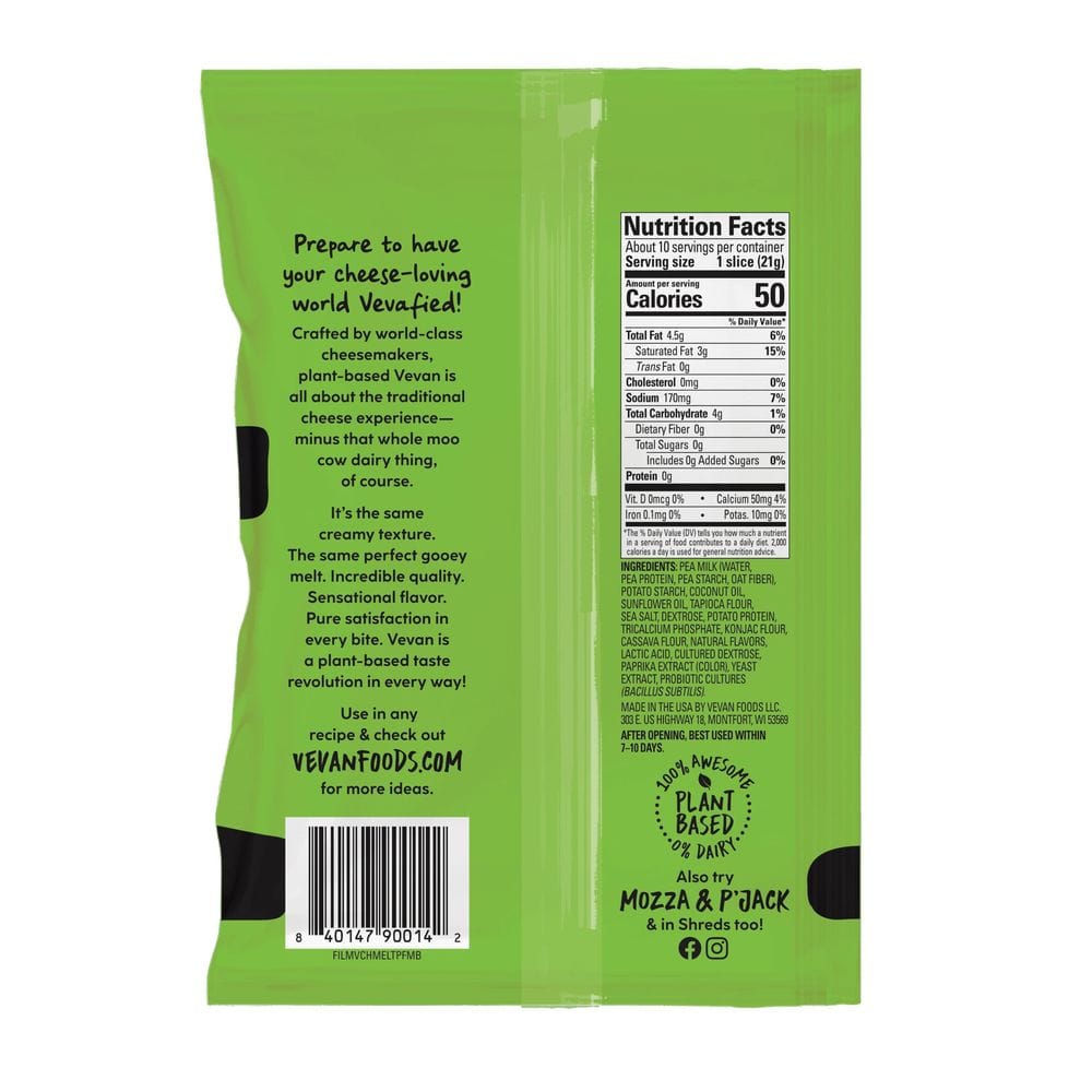 Vevan Ched Melts Cheese Slices, 7.5 Ounce -- 12 Per Case