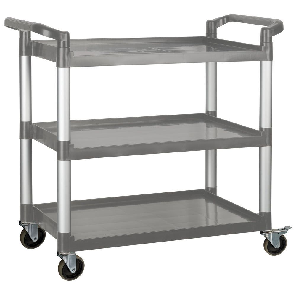 Winco Gray Polypropylene 3 Tier Utility Cart With Brakes, 40 3/4 X 19 1/2 X 37 3/8 Inch