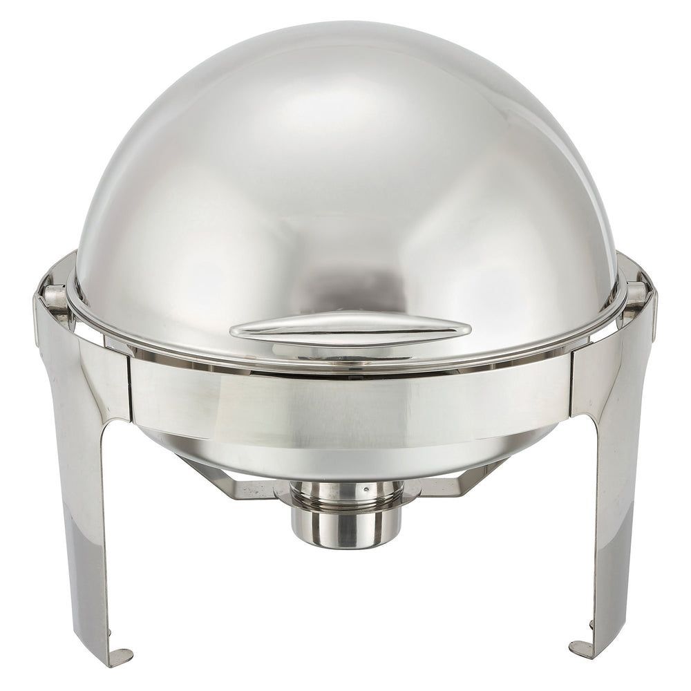 Winco Madison Heavyweight Stainless Steel Round Roll Top Chafer, 6 Quart Capacity