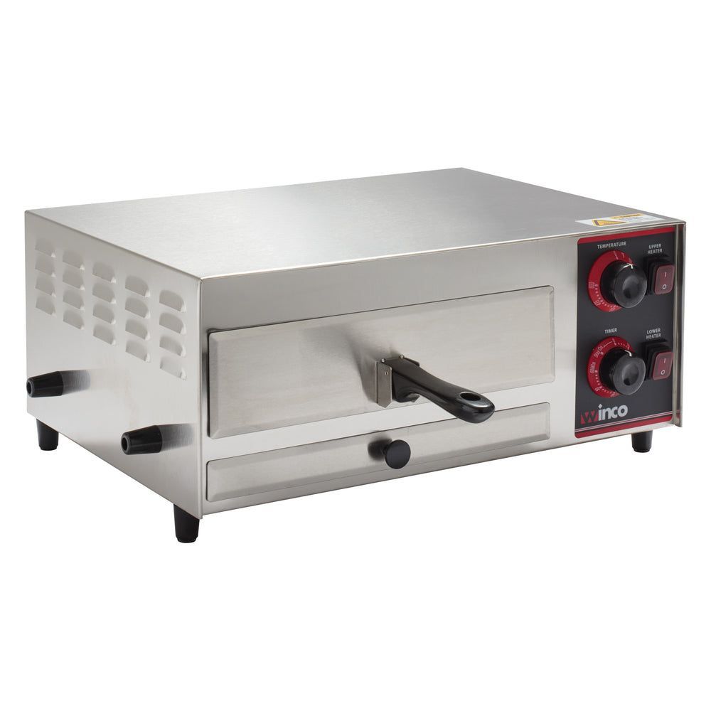 Winco Stainless Steel Electric Pizza Oven With Bell Timer And Stay On Function Set, 20-7/8 X 14-3/4 X 9-1/4 Inch