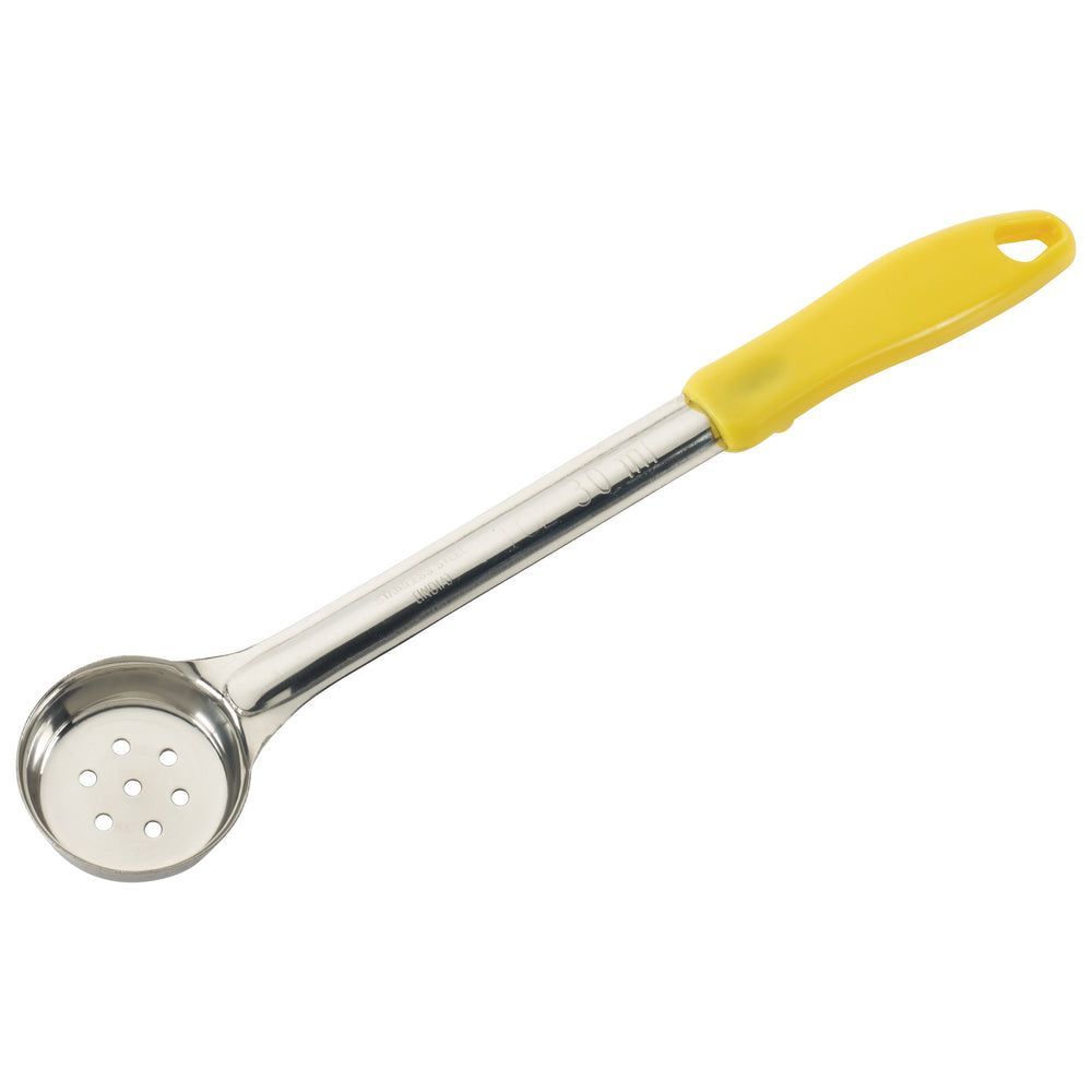 Winco Stainless Steel One Piece Perforated Food Portioner With Yellow Handle, 1 Ounce Capacity