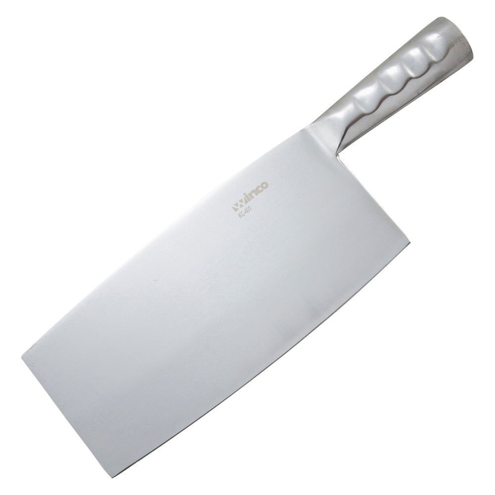Winco Carbon Stainless Steel Chinese Cleaver With Steel Handle, 8 1/4 X 4 Inch Blade