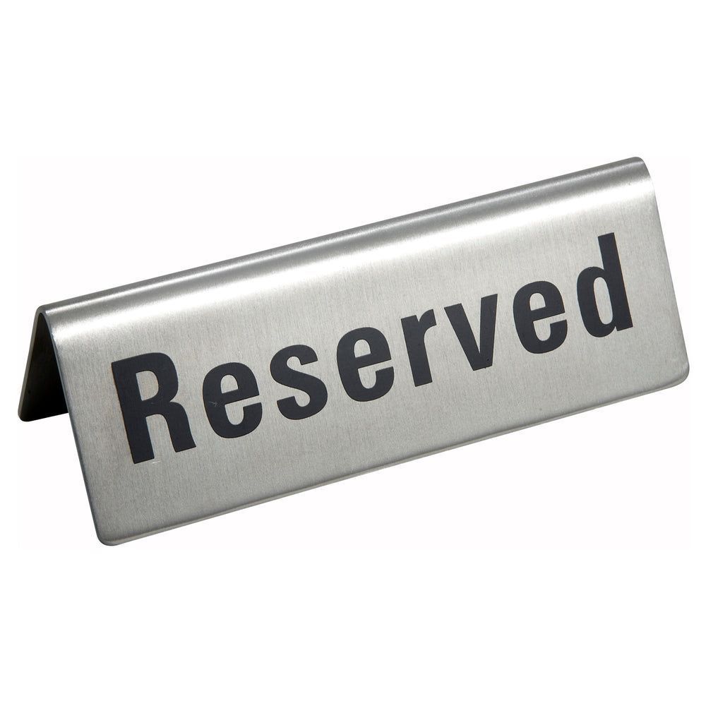 Winco Stainless Steel Reserved Sign, 4 3/4 X 1 3/4 Inch