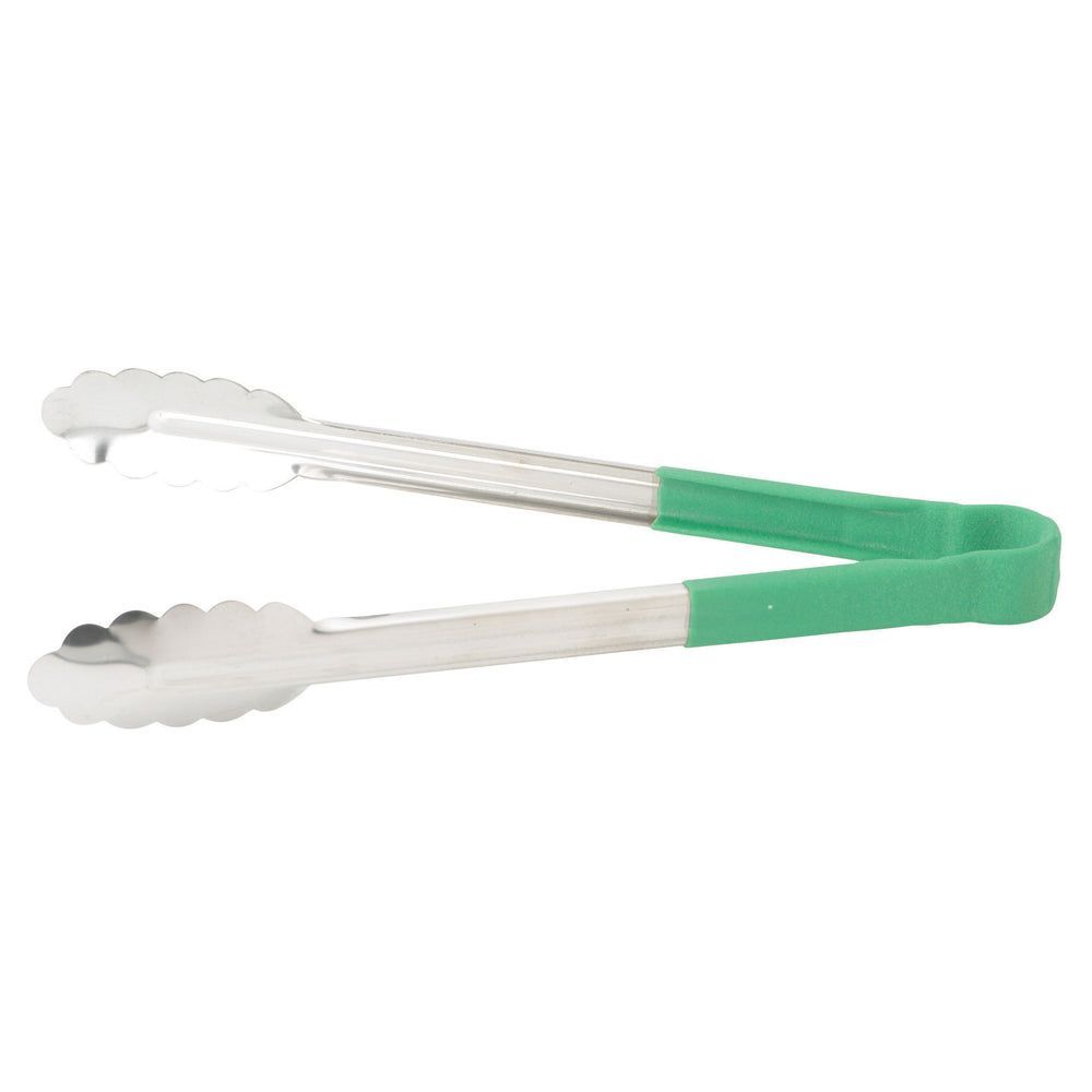 Winco Stainless Steel Heat Resistant Utility Tong With Green Polypropylene Handle, 12 Inch -- 6 Per Case