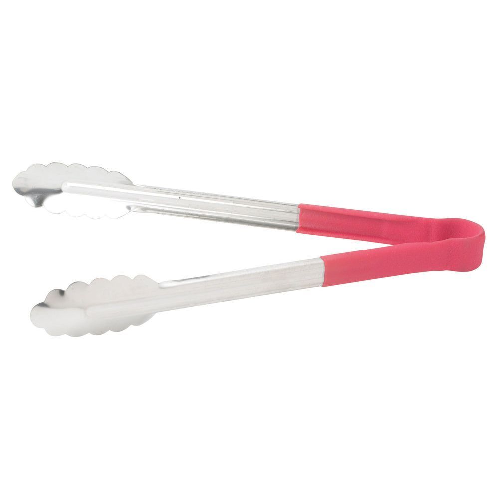 Winco Heavy-duty Stainless Steel Heat Resistant Utility Tong With Red Polypropylene Handle, 12 Inch -- 6 Per Case