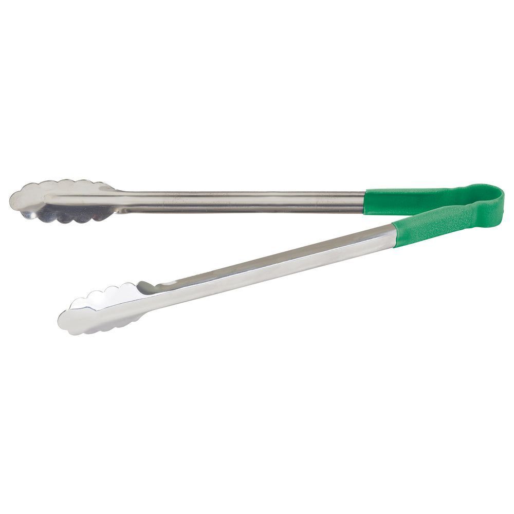 Winco Heavy-duty Stainless Steel Heat Resistant Utility Tong With Green Polypropylene Handle, 16 Inch -- 6 Per Case
