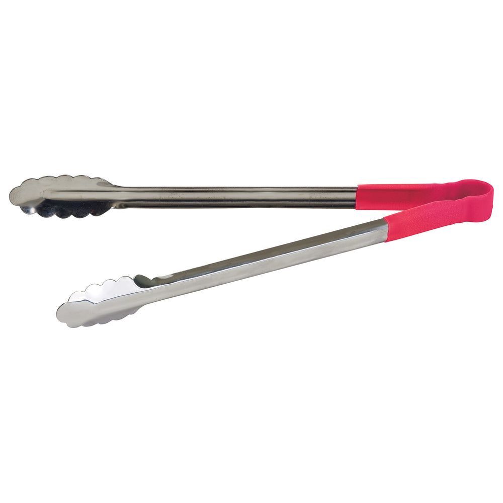 Winco Heavy-duty Stainless Steel Heat Resistant Utility Tong With Red Polypropylene Handle, 16 Inch -- 6 Per Case