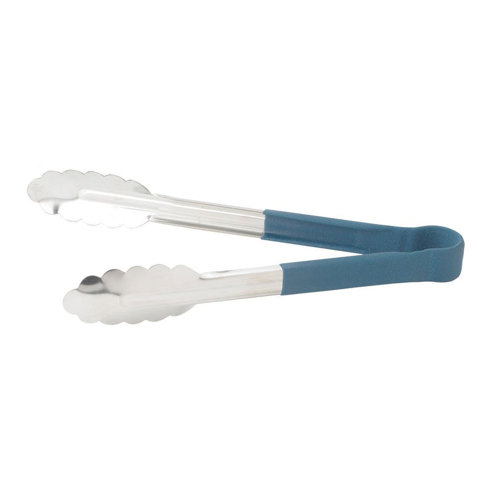 Winco Heavy-duty Stainless Steel Heat Resistant Utility Tong With Blue Polypropylene Handle, 9 Inch -- 6 Per Case