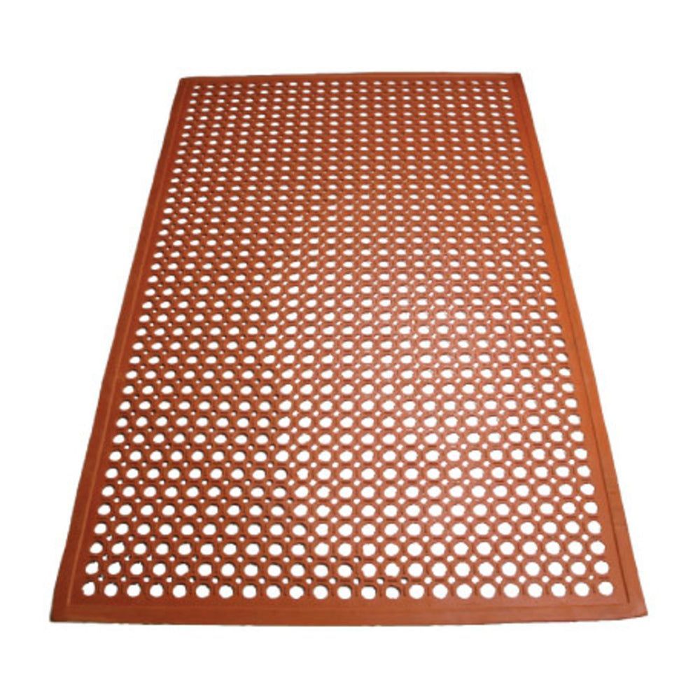 Winco Red Rubber Beveled Edge 1/2 Inch Thick Rolled Floor Mat, 3 X 5 Feet