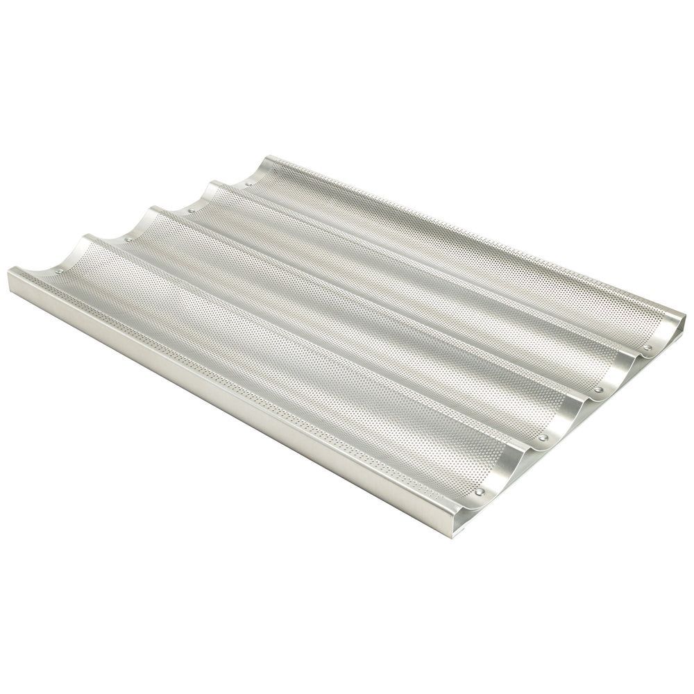 Winco 16 Gauge Aluminum 4 Slots Perforated Non-stick Baguette Pan With Silicon Glaze, 18 X 26 X 1 Inch -- 6 Per Case
