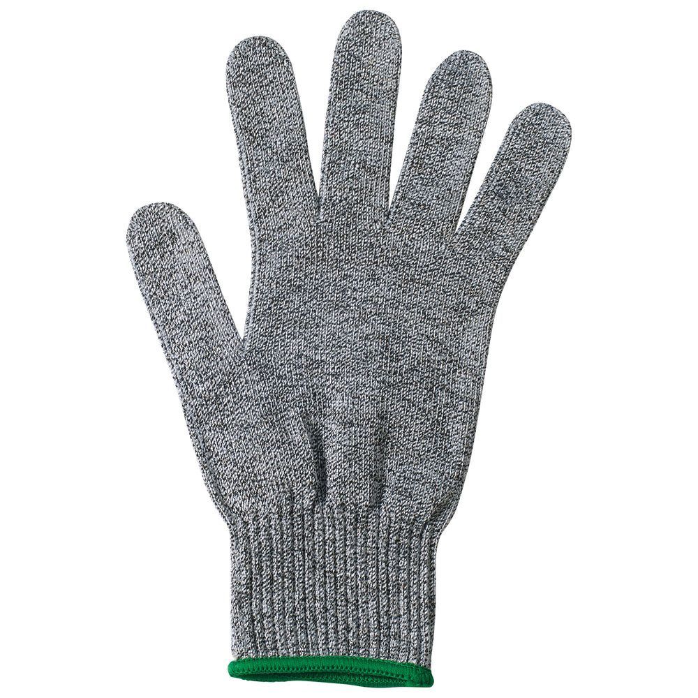 Winco Gray Polyester Medium Antimicrobial Cut Resistant Gloves With Green Wristband -- 120 Per Case