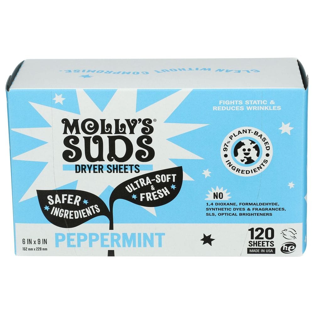 Mollys Suds Peppermint Dryer Sheets, 120 Count -- 6 Per Case