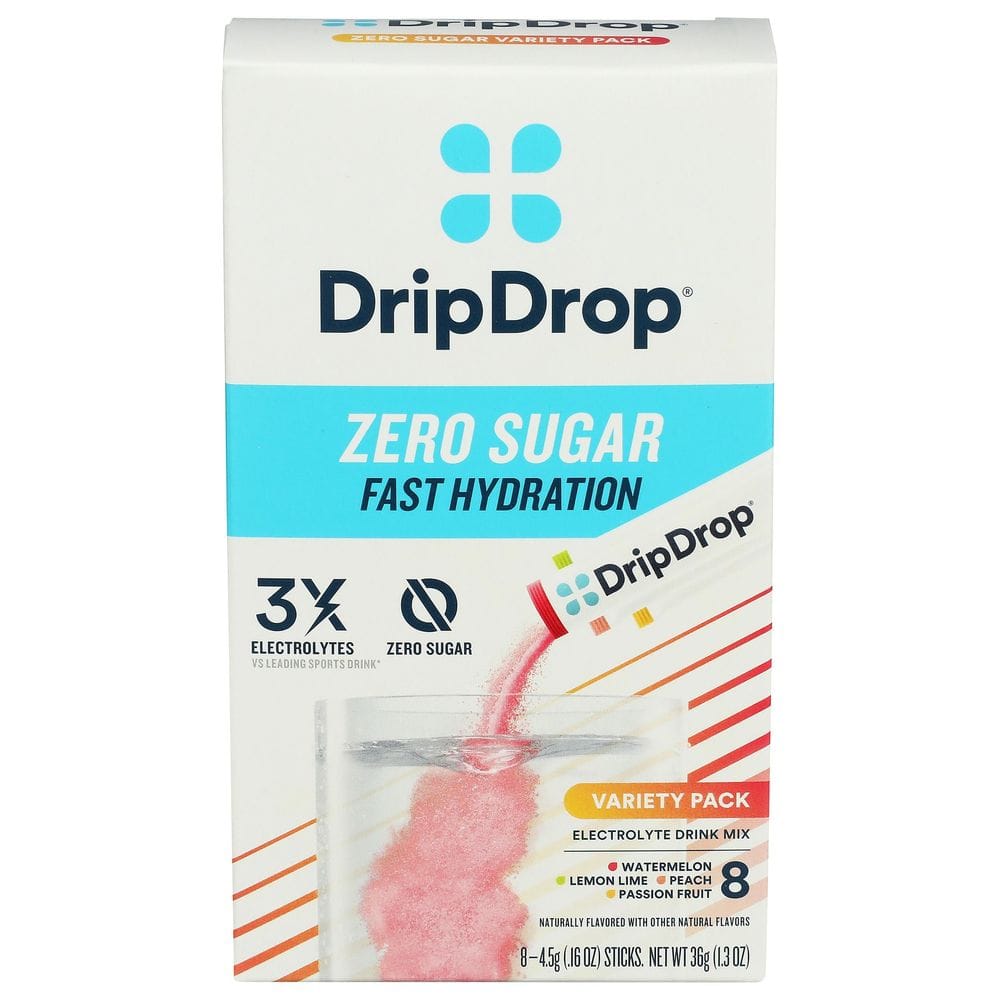 Drip Drop Zero Sugar Electrolyte Drink Mix - Variety Pack, 1.3 Ounce -- 8 Per Case