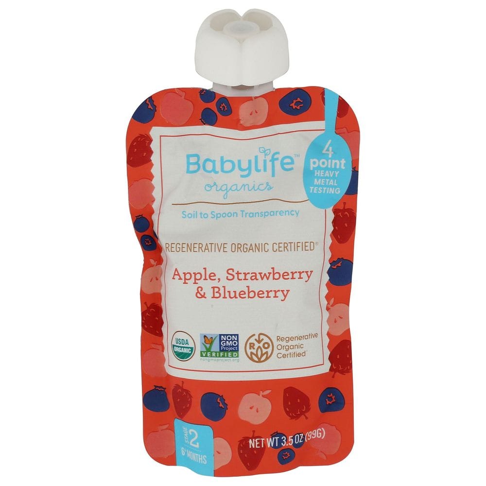 Babylife Organics Apple Strawberry And Blueberry For Stage 2 Babies, 3.5 Ounce -- 6 Per Case