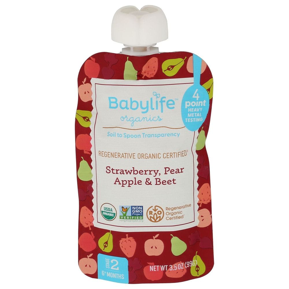 Babylife Organics Strawberry Pear Apple And Beet For Stage 2 Babies, 3.5 Ounce -- 6 Per Case