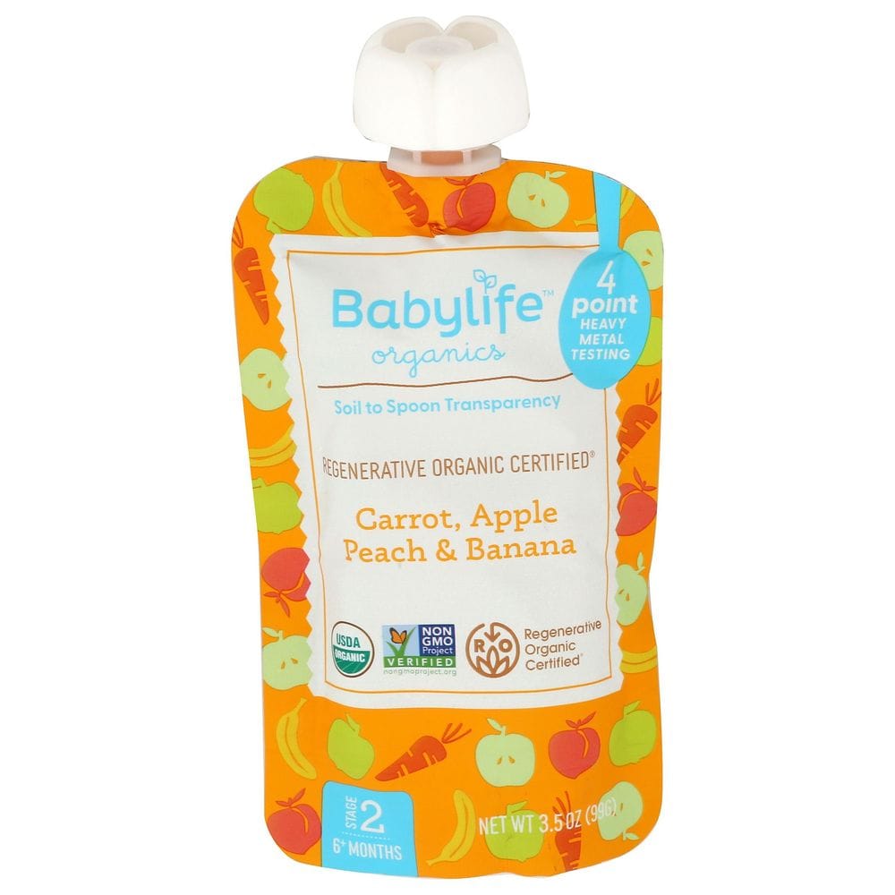 Babylife Organics Carrot Peach Apple Banana For Stage 2 Babies, 3.5 Ounce -- 6 Per Case