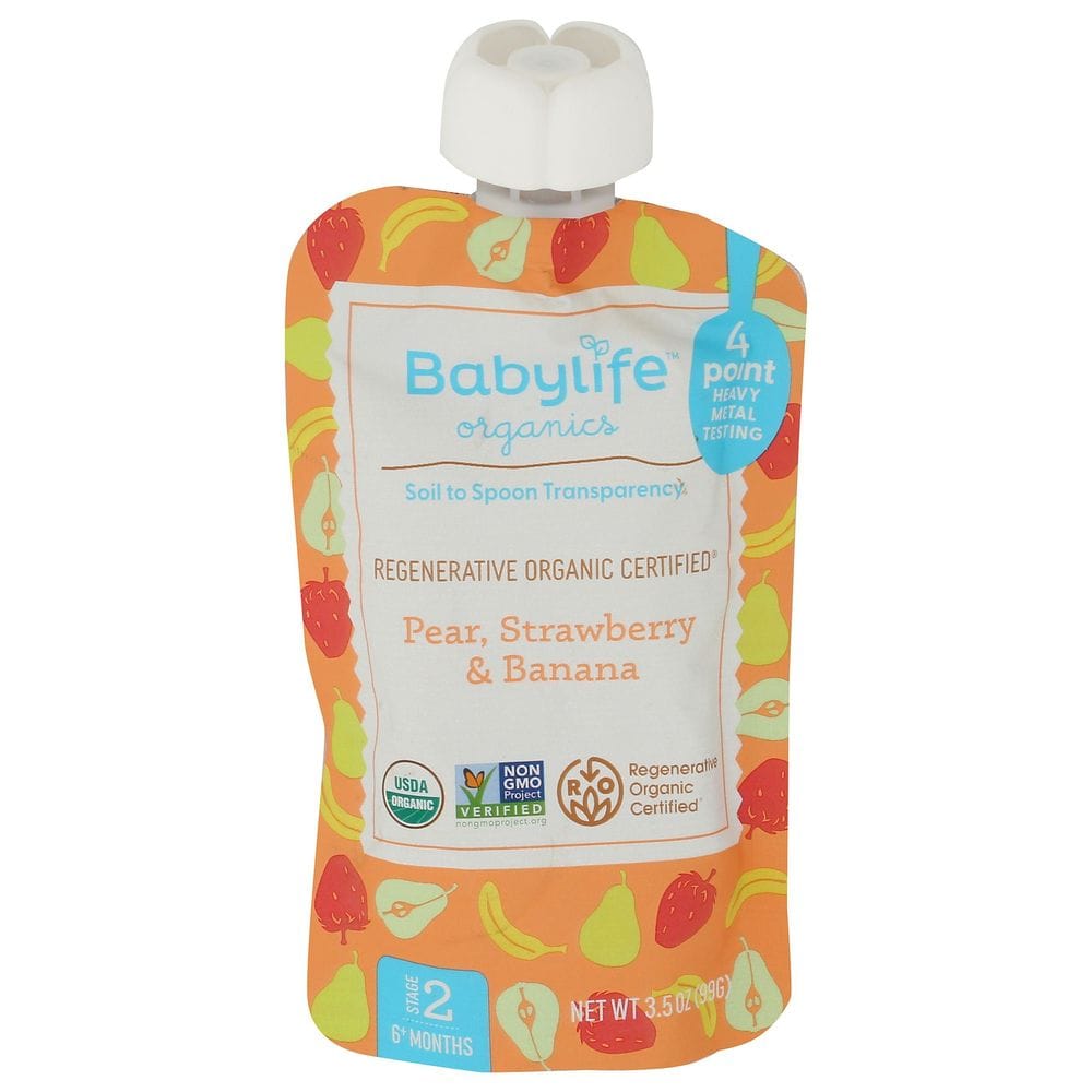 Babylife Organics Pear Strawberry Banana For Stage 2 Babies, 3.5 Ounce -- 6 Per Case
