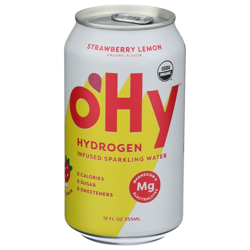 Ohy Organic Strawberry Lemon Hydrogen Infused Sparkling Water, 12 Fluid Ounce -- 12 Per Case