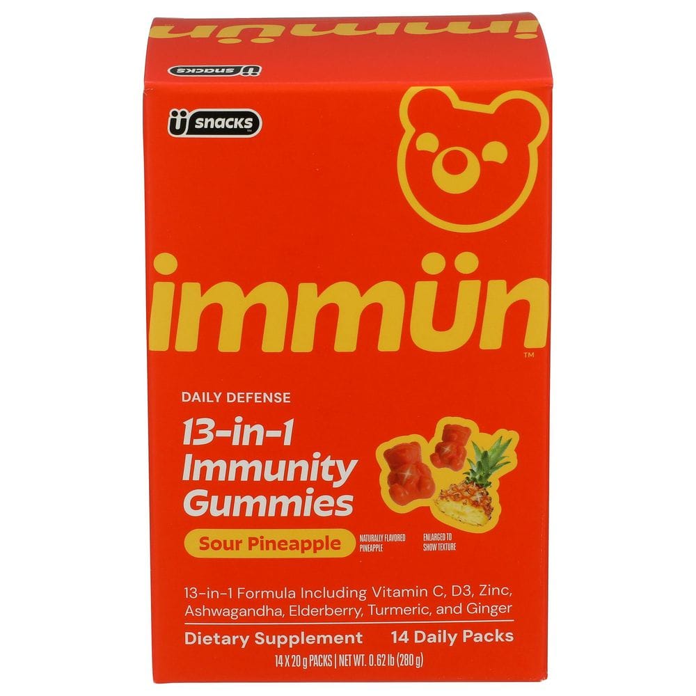 Gruns Immun 13 In 1 Sour Pineapple Immunity Gummies, 0.62 Pound