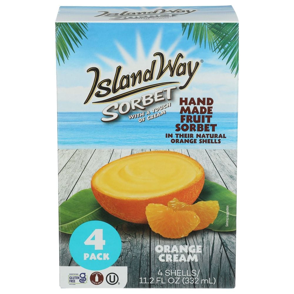 Island Way Orange Cream Sorbet With Touch Of Cream, 11.2 Fluid Ounce -- 6 Per Case