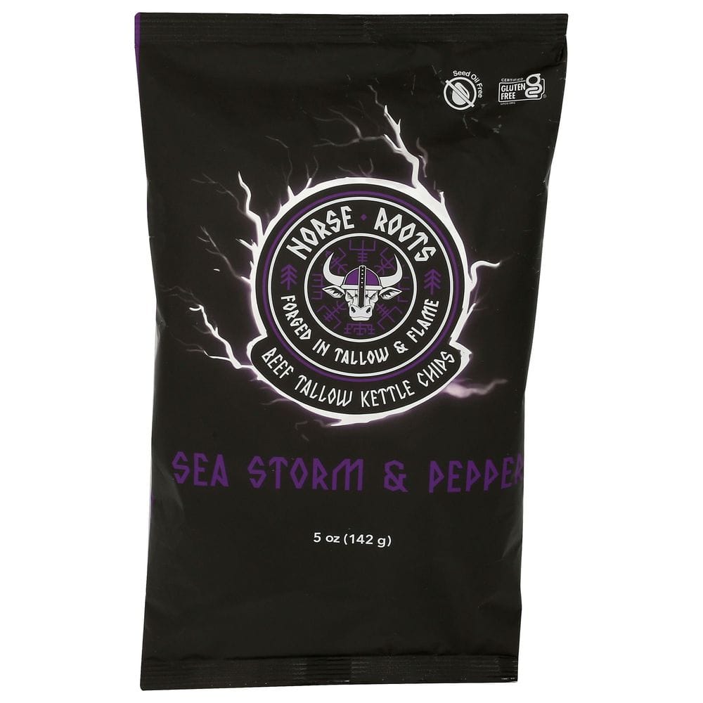 Norse Roots Berzerker Salt And Pepper Flavor Beef Tallow Kettle Chips, 5 Ounce -- 12 Per Case