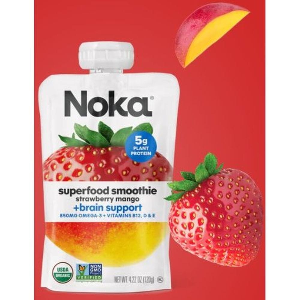 Noka Strawberry Mango Superfood Smoothies With Brain Support, 16.9 Fluid Ounce -- 6 Per Case