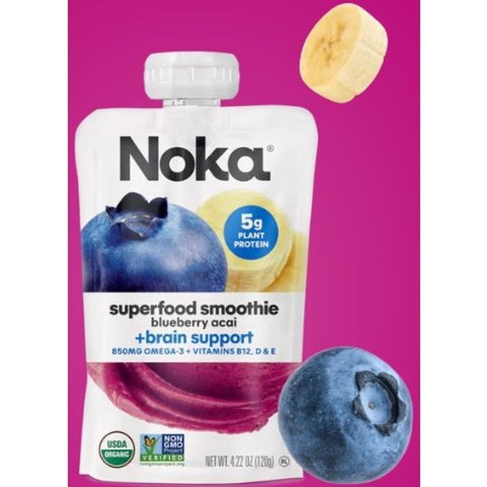 Noka Blueberry Acai Superfood Smoothies With Brain Support, 16.9 Fluid Ounce -- 6 Per Case