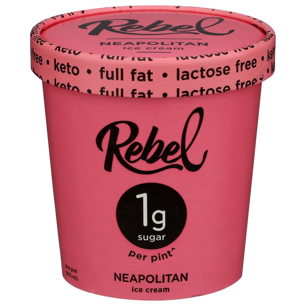 Rebel Neapolitan Ice Cream, 1 Pint -- 8 Per Case