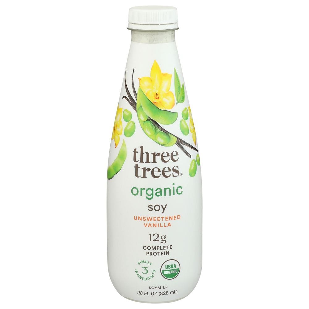 Three Trees Organic Unsweetened Vanilla Soy Milk, 28 Fluid Ounce -- 6 Per Case
