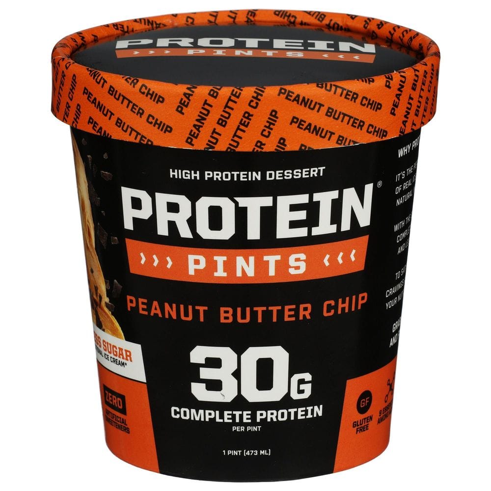 Protein Pints Peanut Butter Chip 30 G Complete High Protein Ice Cream, 16 Ounce -- 8 Per Case