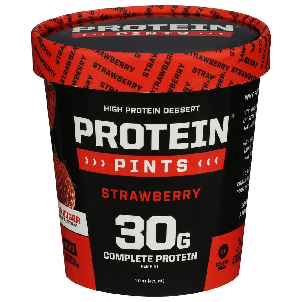 Protein Pints Strawberry 30 G Complete High Protein Ice Cream, 16 Ounce -- 8 Per Case