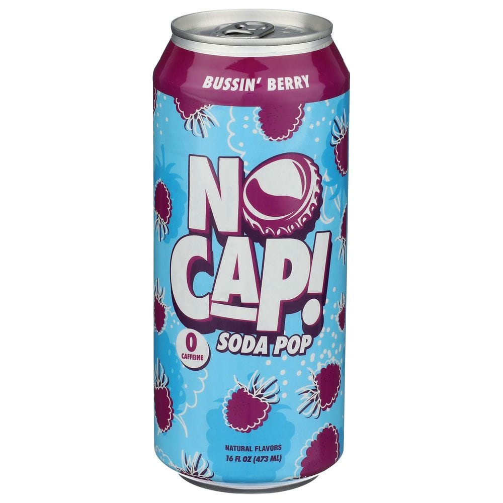 No Cap Soda Pop Bussin' Berry Soda, 16 Fluid Ounce -- 12 Per Case