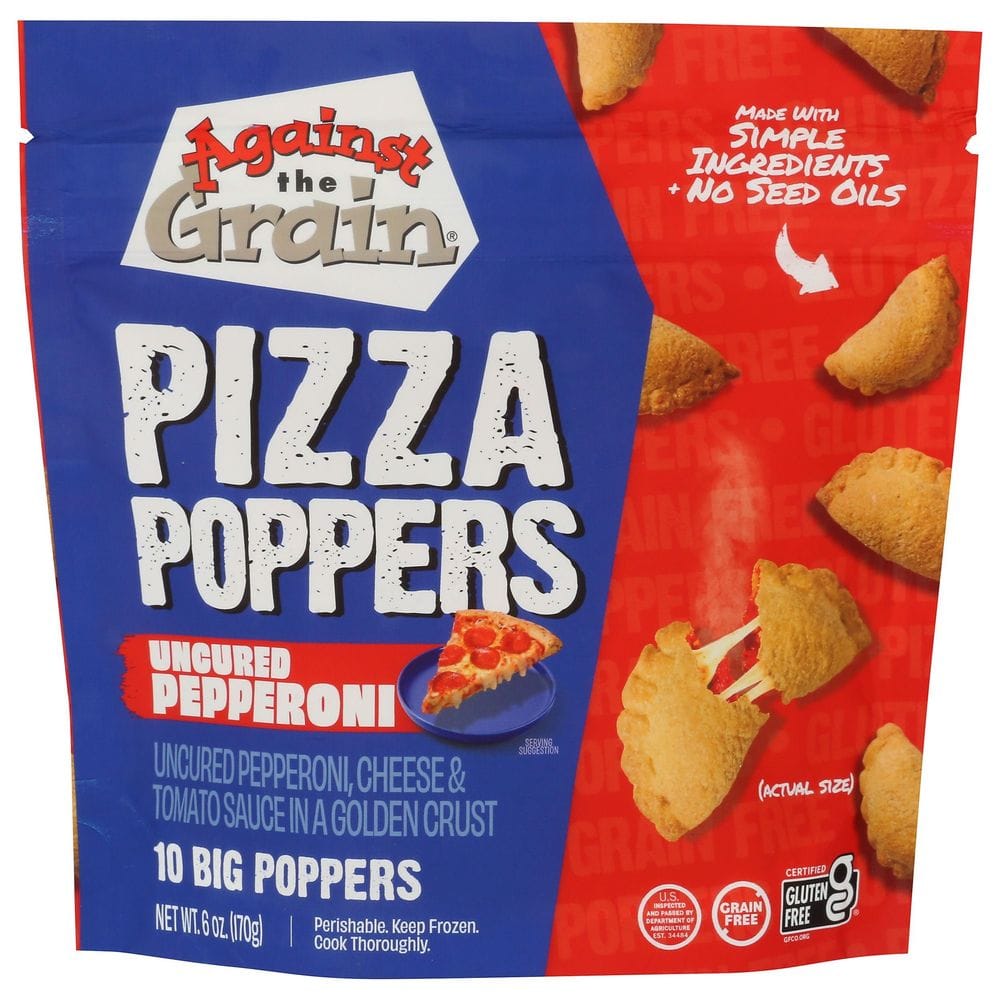 Against The Grain Gourmet Uncured Pepperoni Pizza Poppers, 6 Ounce -- 6 Per Case