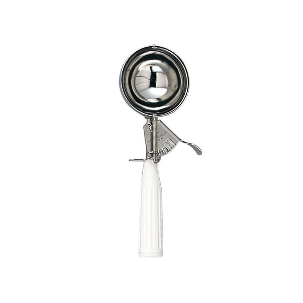 Browne 18/8 Stainless Steel Standard Size Disher With White Handle, 4.86 Ounce