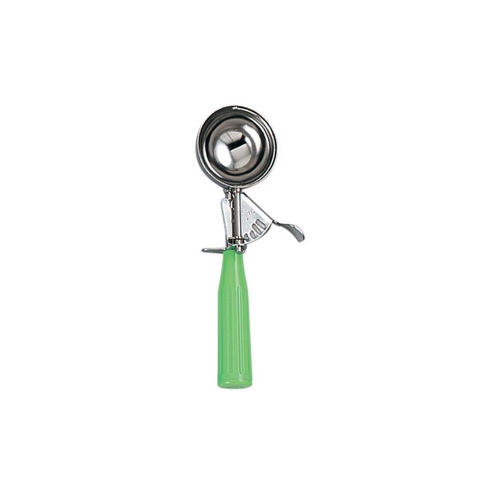 Browne 18/8 Stainless Steel Standard Size Disher With Green Handle, 2.75 Ounce