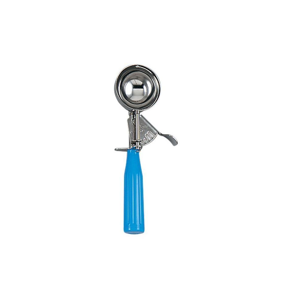 Browne 18/8 Stainless Steel Standard Size Disher With Blue Handle, 2.25 Ounce