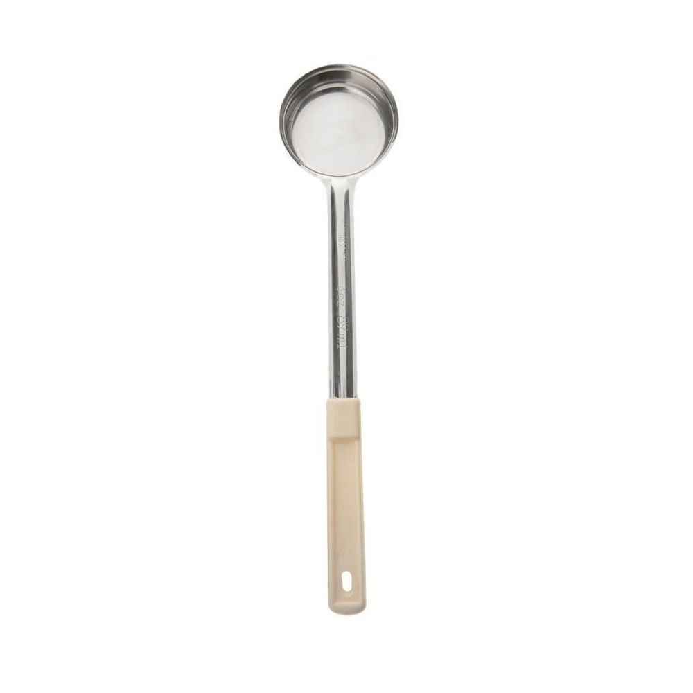 Browne Stainless Steel One Piece Solid Portioner With Beige Handle, 3 Ounce Capacity