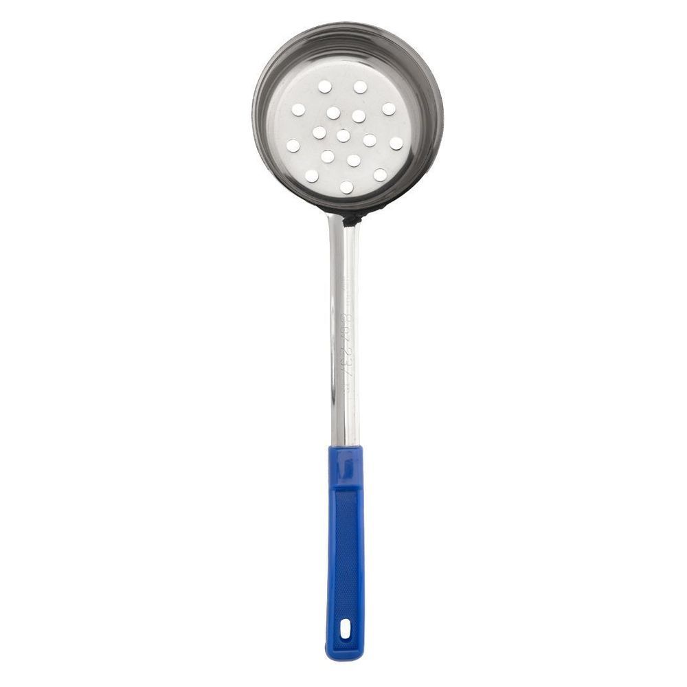 Browne Stainless Steel One Piece Perforated Portioner With Blue Handle, 8 Ounce Capacity