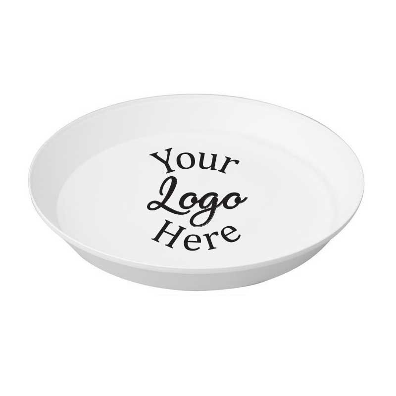 Lesko High Impact Styrene White Round Serving Tray With 1 Color Custom Logo, 13 Inch -- 10 Per Case