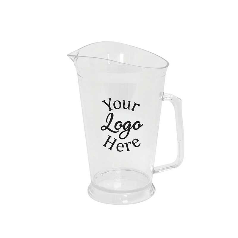 Lesko Clear Crystal Styrene Pitcher With 2 Color Custom Logo, 32 Ounce -- 24 Per Case
