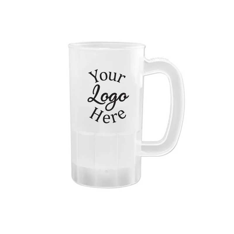 Lesko Polypropylene Natural Stein With 2 Color Custom Logo, 14 Ounce -- 100 Per Case
