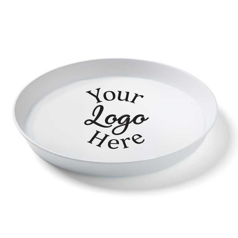Lesko Hips White Round Serving Tray With 2 Color Custom Logo, 16 Inch -- 12 Per Case